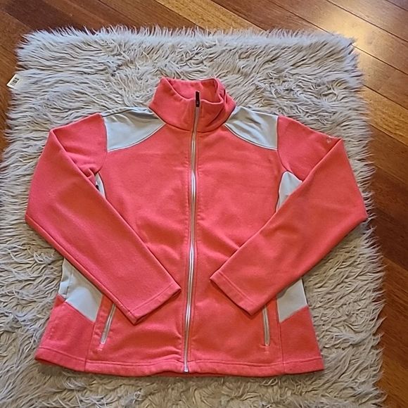 Columbia Jackets & Blazers - Columbia womens bright pink and gray zip up fleece jacket size large